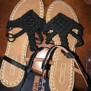 Yoki black crochet sandals